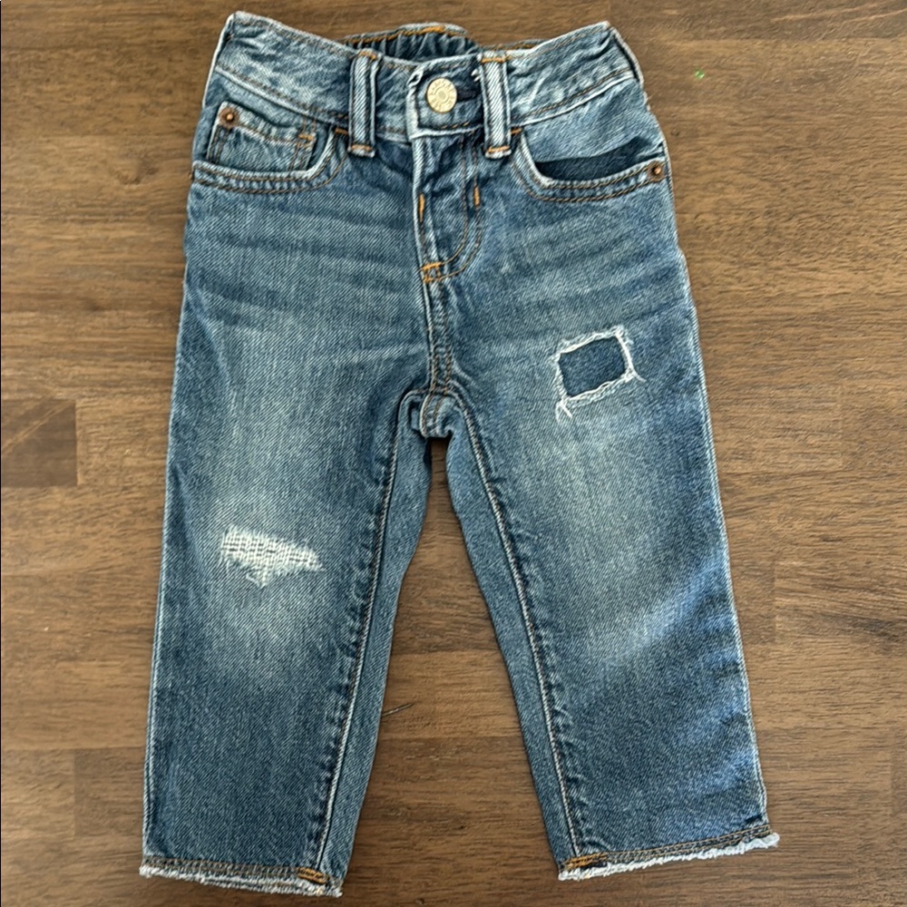 GAP Blue Distressed Jeans with Frayed Hems